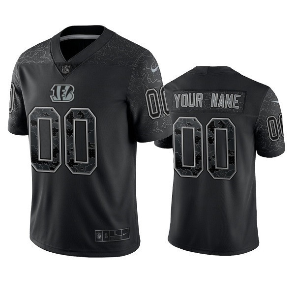 Men's Cincinnati Bengals Active Player Custom Black Reflective Limited Stitched Football Jersey